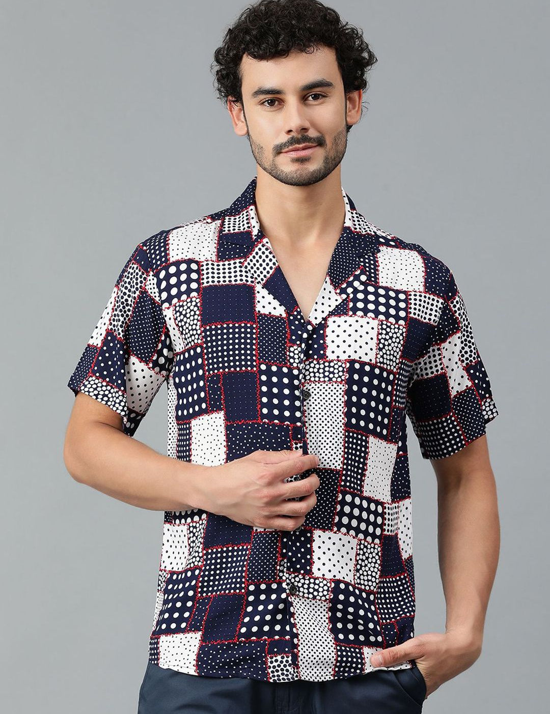 Kotty Men Cuban Collar Ethnic Motifs Printed Casual Shirt
