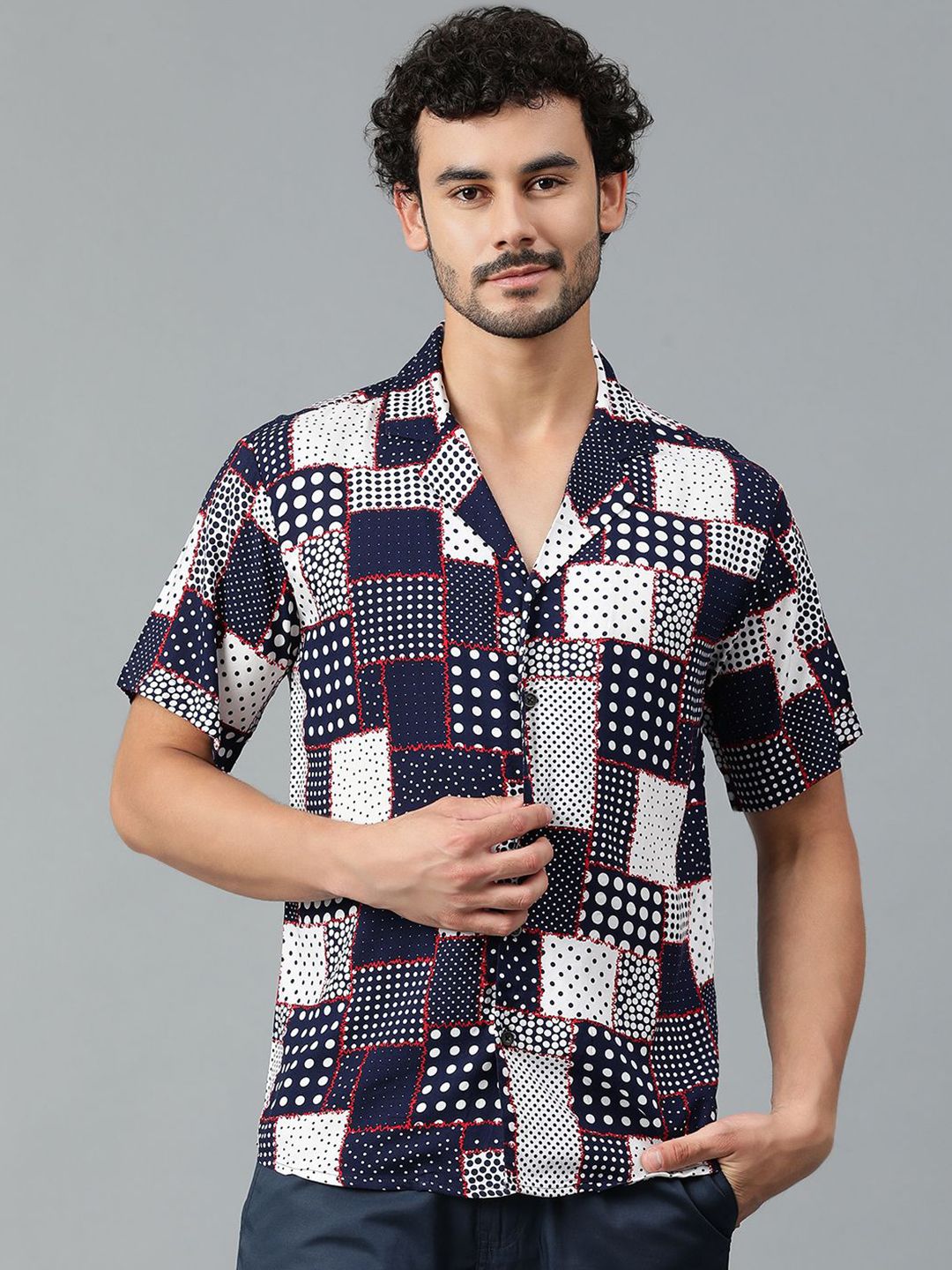 Kotty Men Cuban Collar Ethnic Motifs Printed Casual Shirt