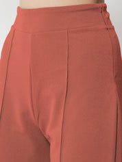 Kotty Women Relaxed Straight Fit High-Rise Easy Wash Trousers