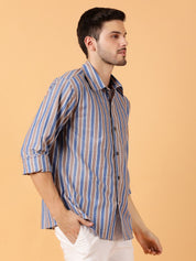 Kotty Men Relaxed Spread Collar Striped Casual Shirt