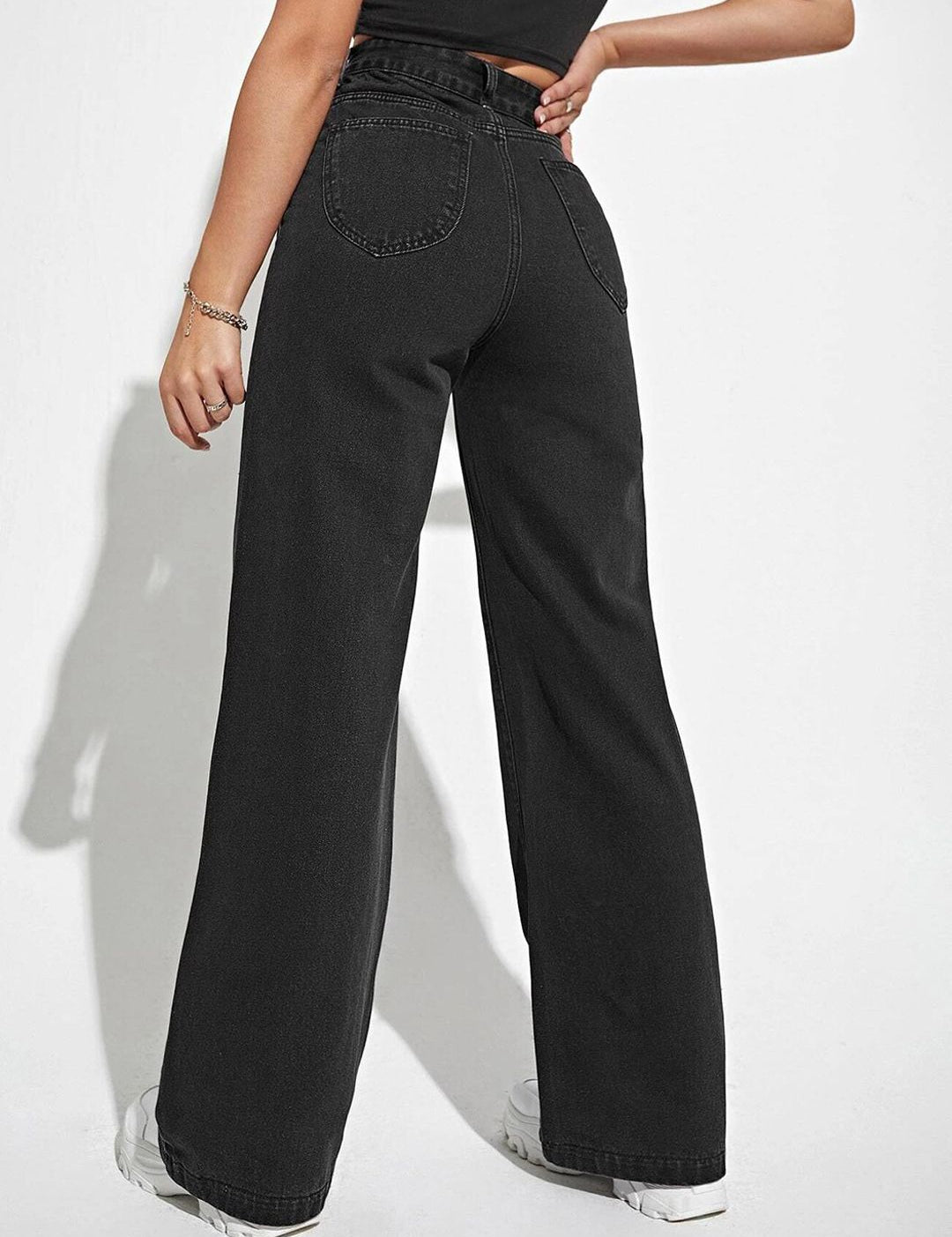 Kotty Women Black Jean Straight Fit High-Rise Mildly Distressed Jeans