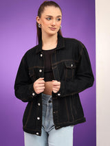 Kotty Women Spread Collar Solid Casual Denim Jacket