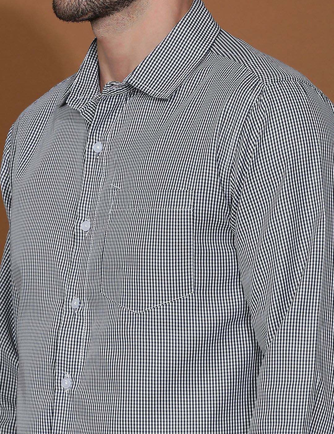 Kotty New Micro Checks Spread Collar Casual Shirt