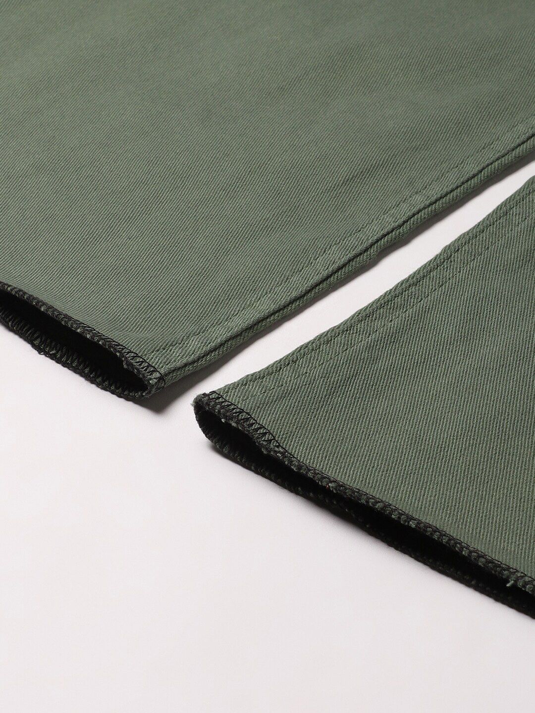 Kotty Women Olive Green Flared High-Rise Stretchable Jeans