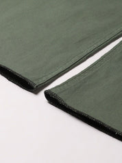 Kotty Women Olive Green Flared High-Rise Stretchable Jeans