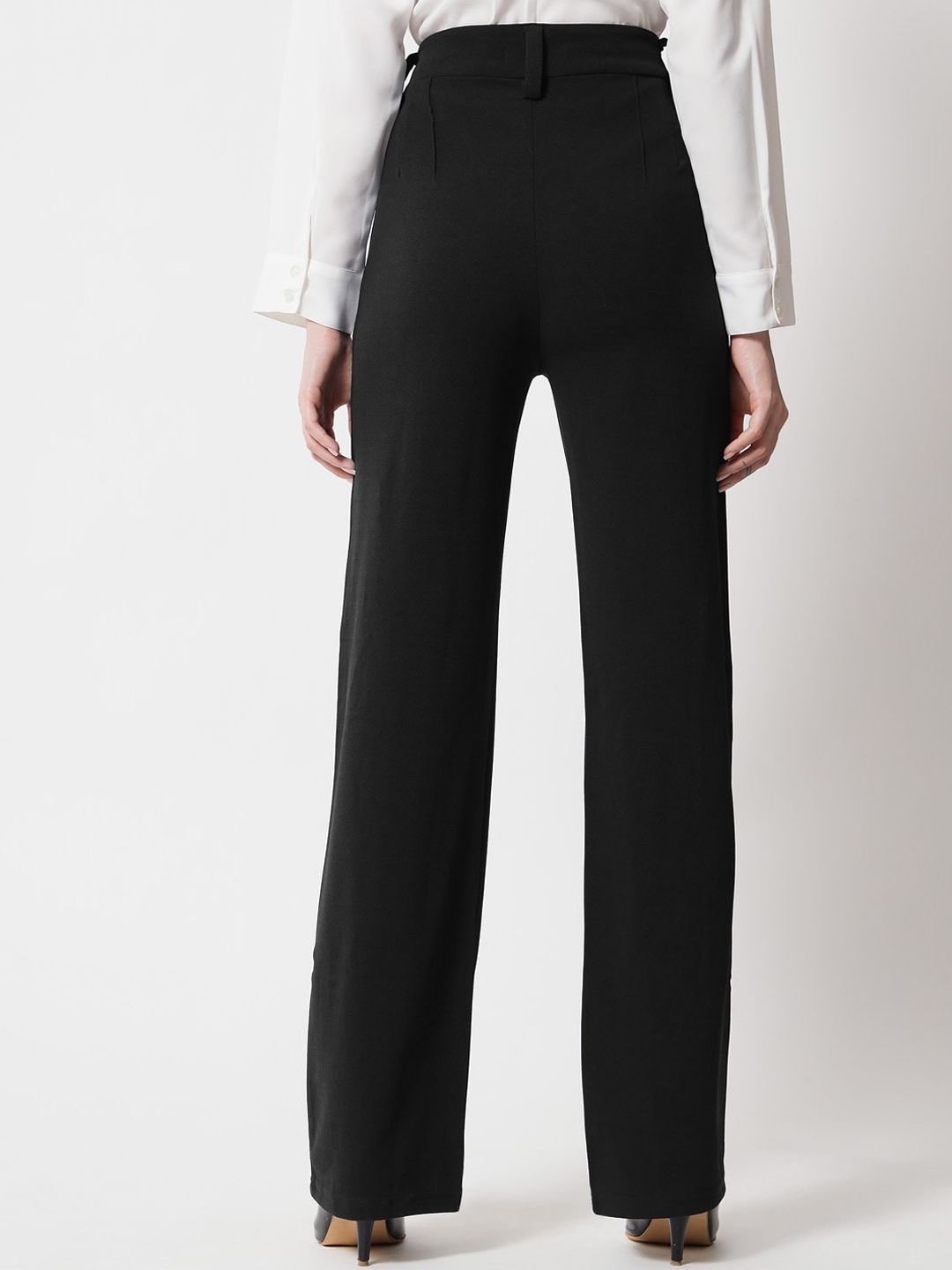 Kotty Women Pack Of 2 Relaxed Straight Leg Fit High-Rise Easy Wash Trousers