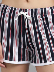 Kotty Women Striped Regular Fit Hot Pants Low-Rise Shorts