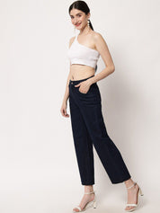 Kotty Women Navy Blue Jean Straight Fit Stretchable Jeans