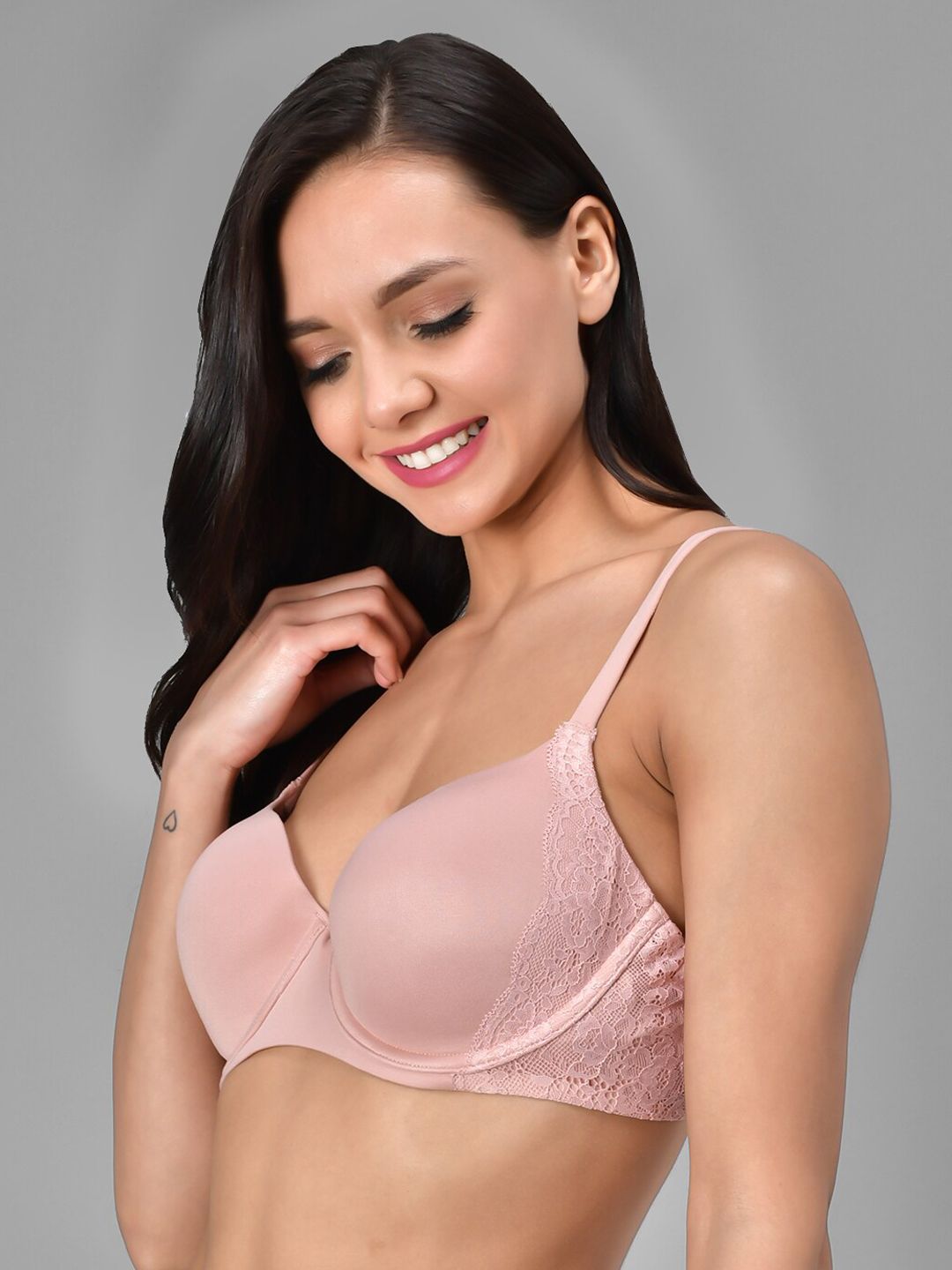 Kotty Rose Pink Solid Lightly Padded Under-Wired T-Shirt Bra KTTWOMENSBRA03