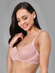 Kotty Rose Pink Solid Lightly Padded Under-Wired T-Shirt Bra KTTWOMENSBRA03