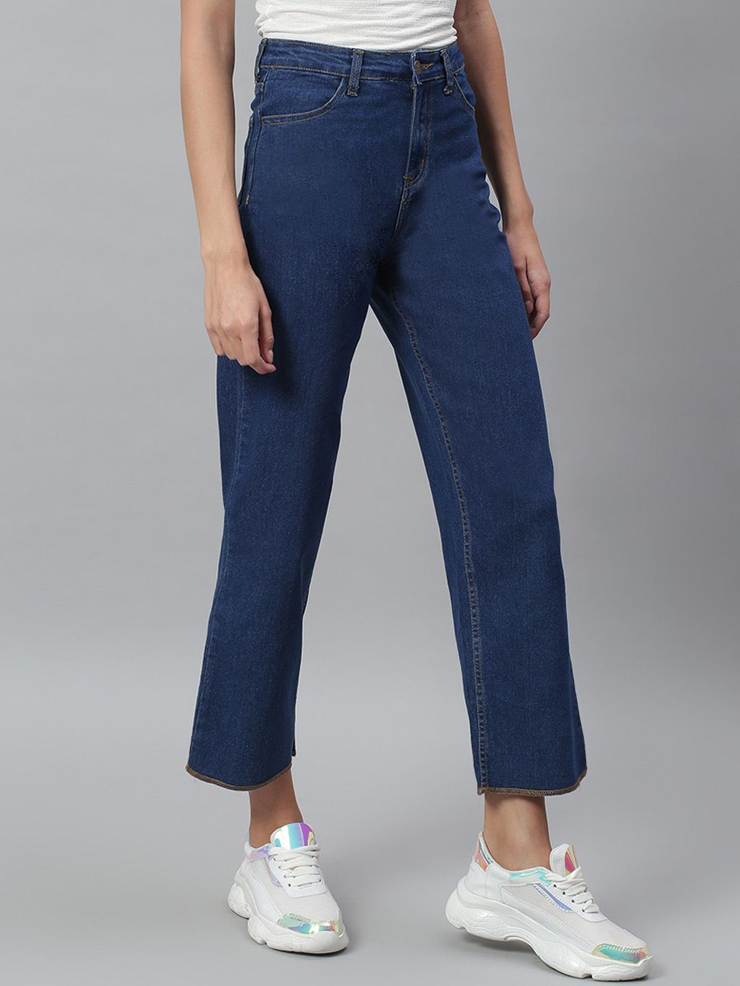 Kotty Women Blue Flared High-Rise Clean Look Jeans