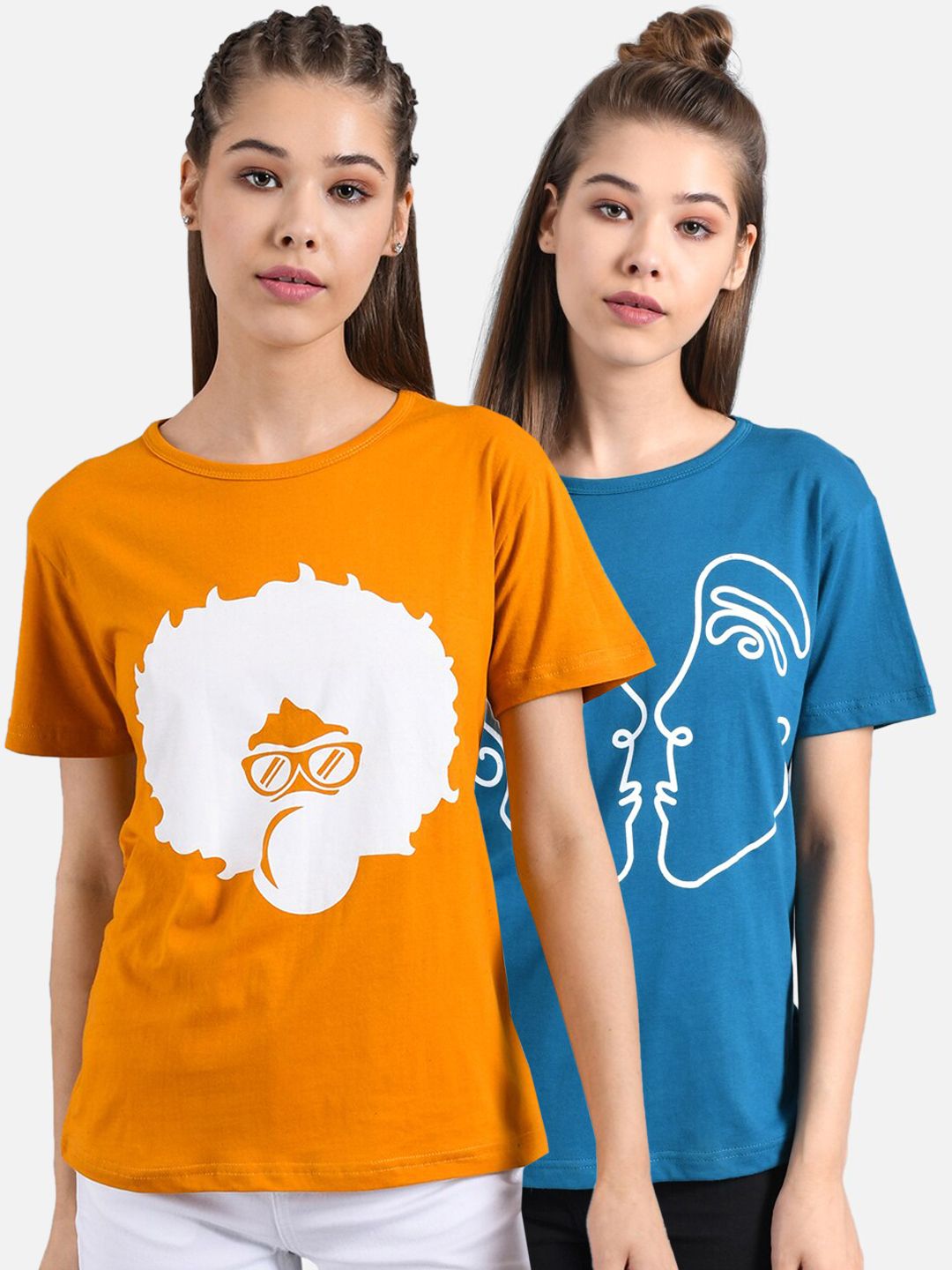 Kotty Women Pack Of 2 Printed Round Neck T-shirts