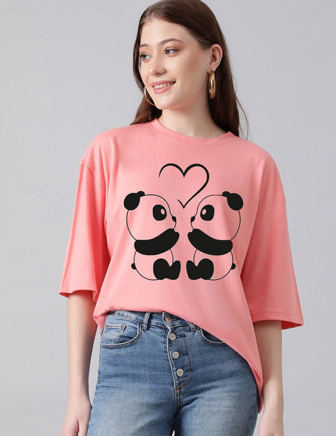 Kotty Graphic Printed Drop-Shoulder Sleeves Oversized T-shirt
