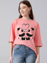 Kotty Graphic Printed Drop-Shoulder Sleeves Oversized T-shirt