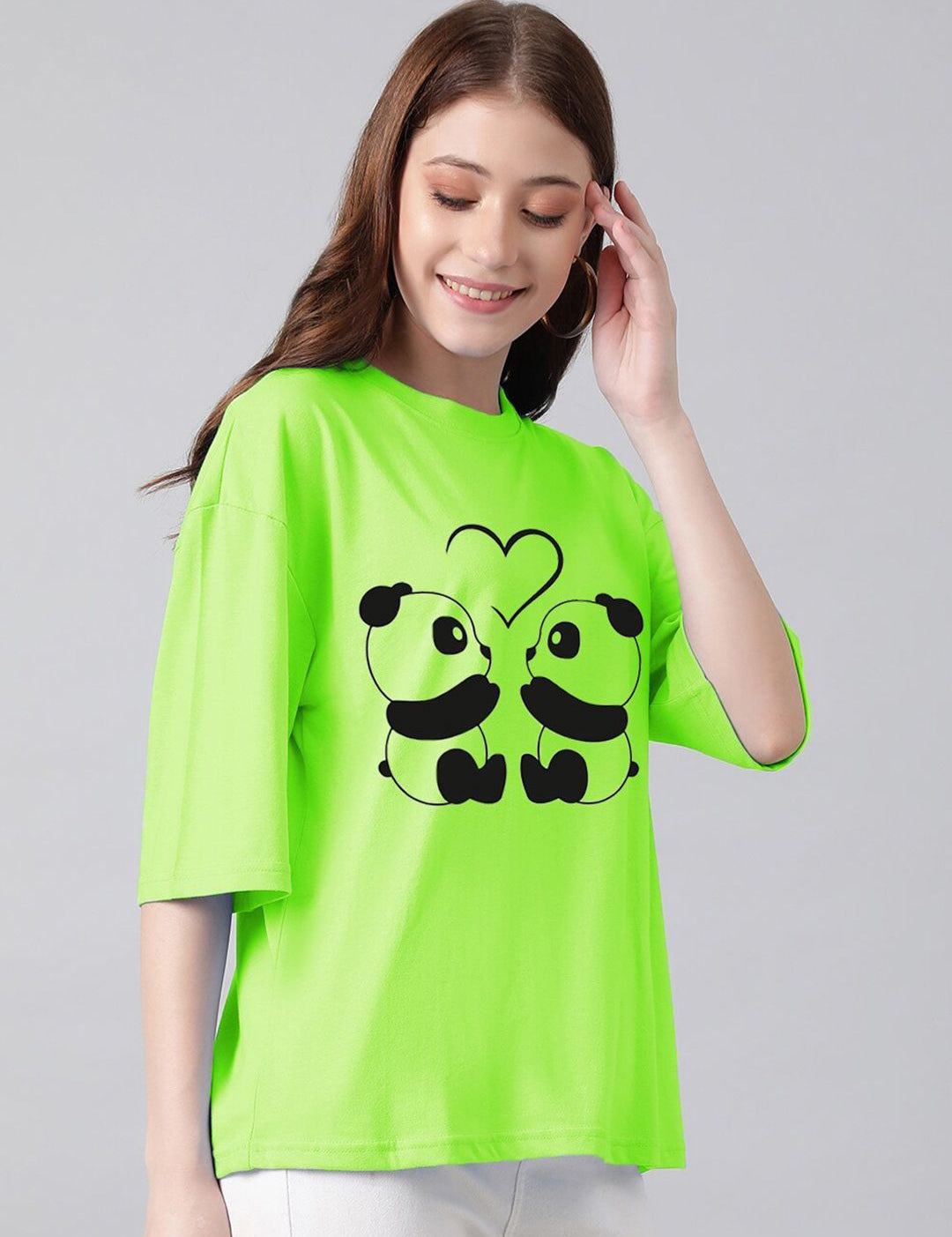 Kotty Graphic Printed Round Neck Drop-Shoulder Sleeves Oversized Fit Cotton T-Shirt