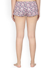 Kotty Women Cream-Coloured & Pink Printed Lounge Shorts