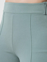 Kotty Women Green Relaxed Straight Fit High-Rise Easy Wash Trousers
