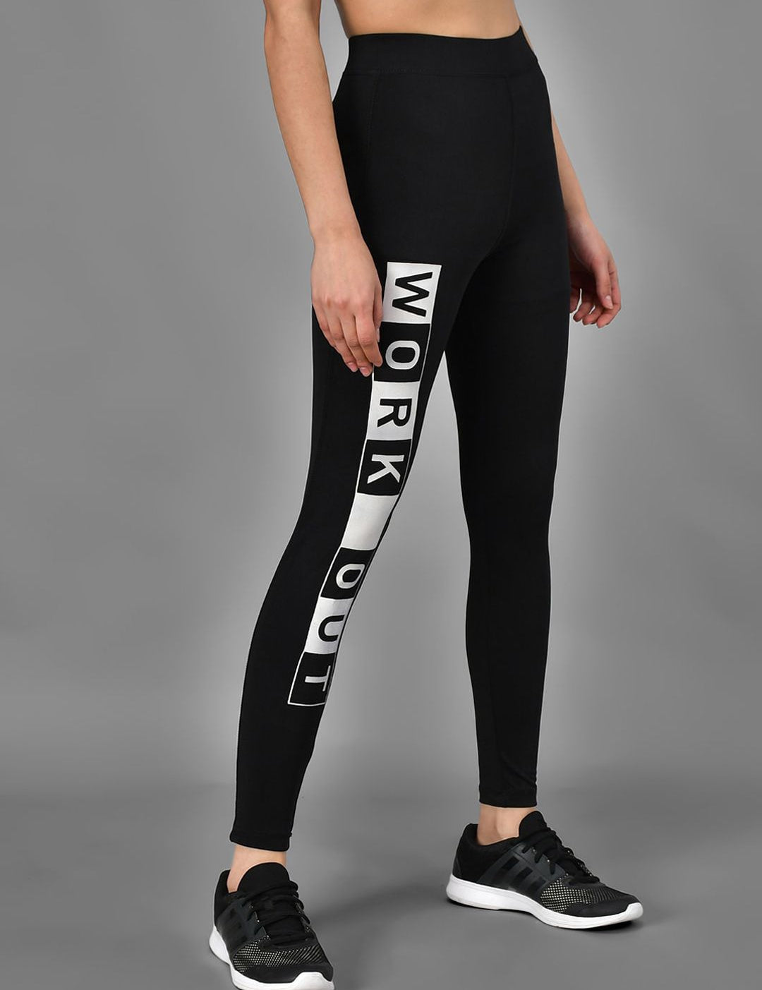 Kotty Women Black Printed Training Or Gym Tights