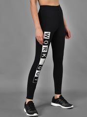 Kotty Women Black Printed Training Or Gym Tights