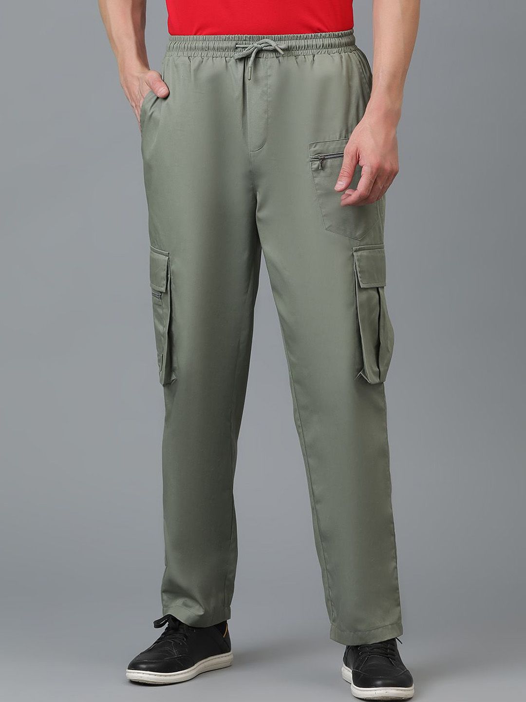 Kotty Men Relaxed Low-Rise Easy Wash Cargos Trousers