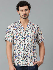 Kotty Men Cuban Collar Abstract Printed Casual Shirt
