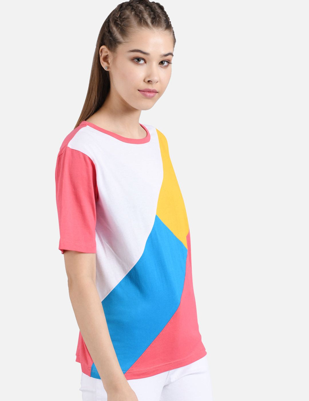Kotty Women Multicoloured Colourblocked Round Neck T-shirt