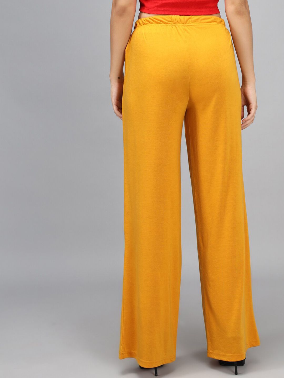 Kotty Women Yellow Loose Fit High-Rise Parallel Trousers