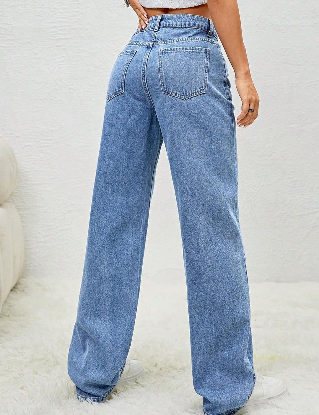 Kotty Women Wide Leg High-Rise Clean Look Crinkle Stretchable Jeans