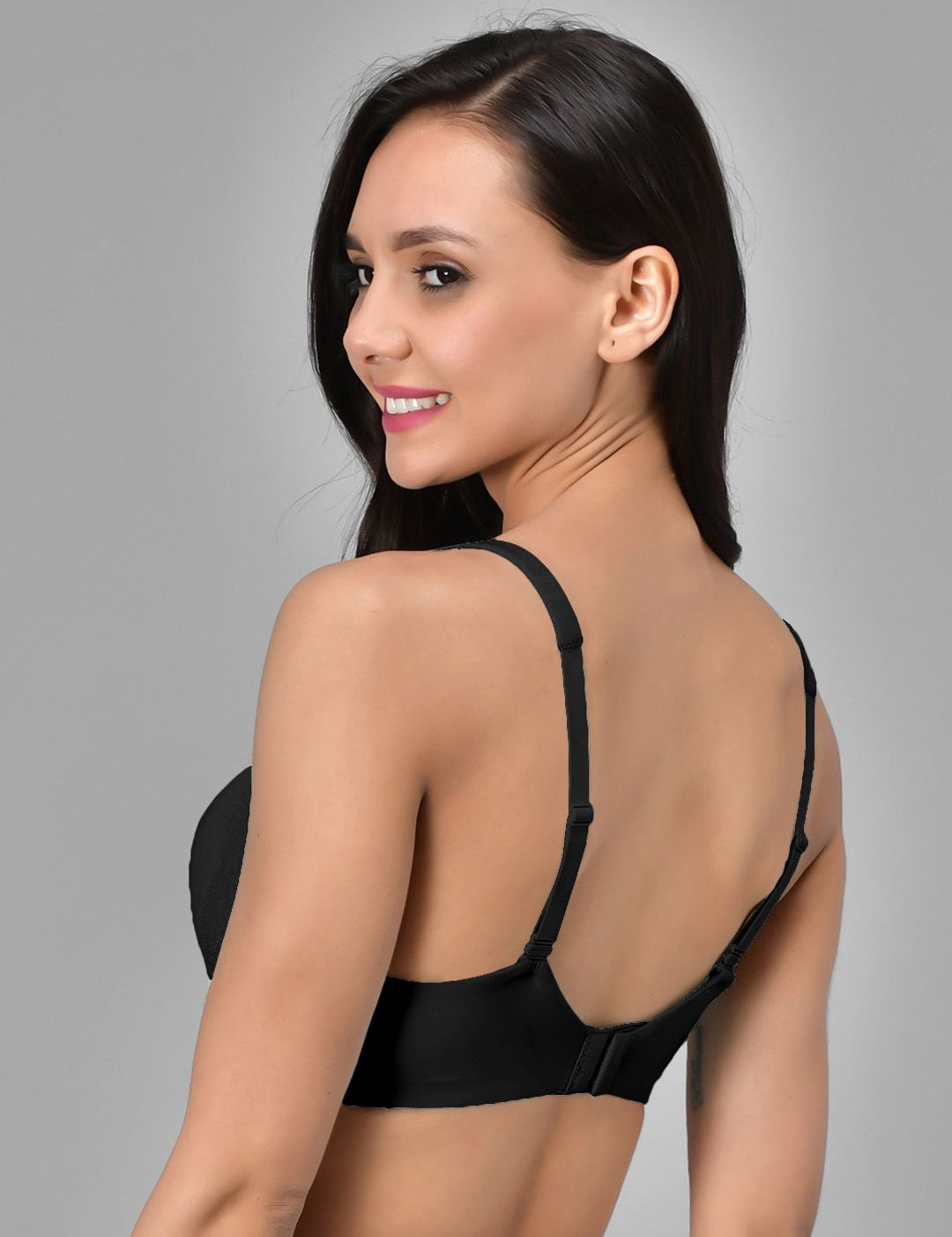 Kotty Black Solid Lightly Padded Underwired Lace T-Shirt Bra-KTTWOMENSBRA04