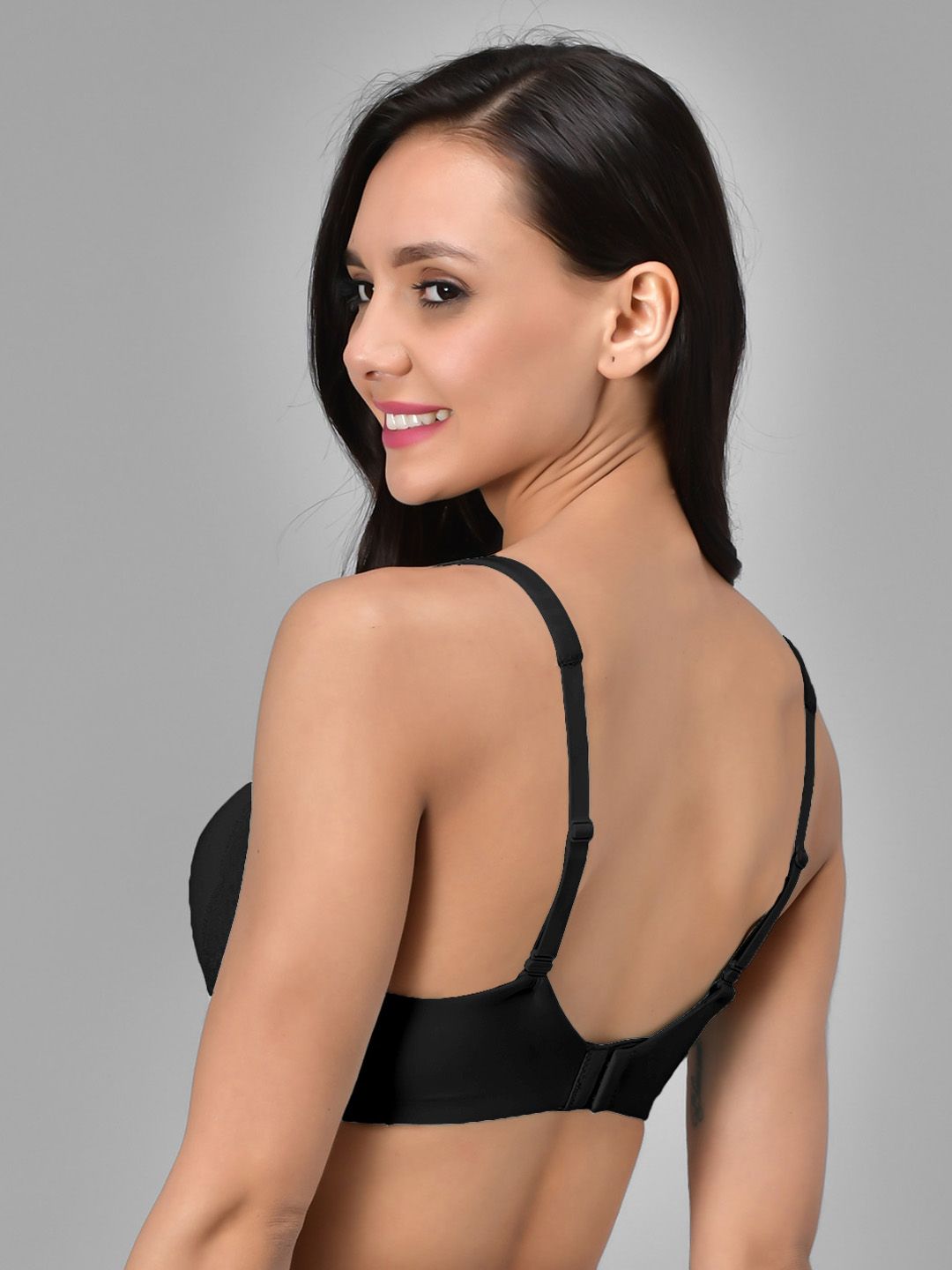 Kotty Black Solid Lightly Padded Underwired Lace T-Shirt Bra-KTTWOMENSBRA04