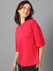 KOTTY Basics Round Neck Drop-Shoulder Sleeves Oversized T-shirt