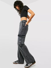 Kotty Women Grey Jean Straight Fit High-Rise Heavy Fade Stretchable Jeans