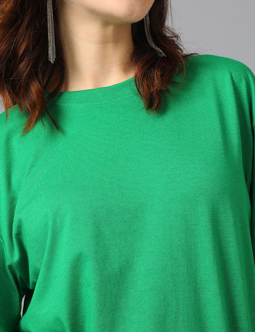 KOTTY Basics Round Neck Drop-Shoulder Sleeves Oversized T-shirt