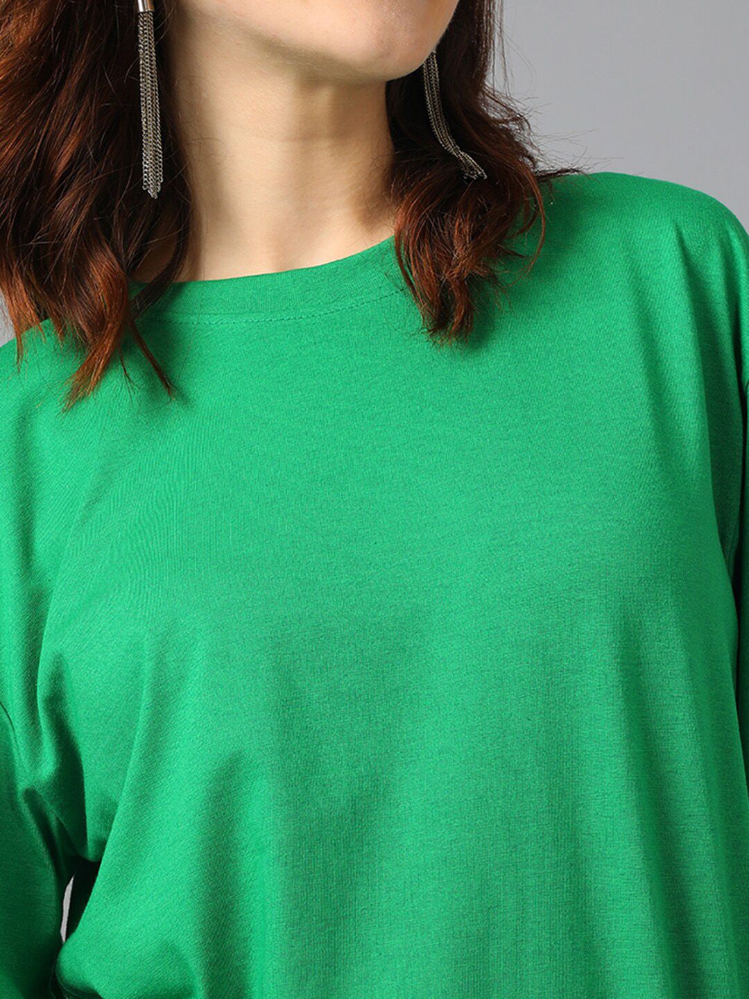 KOTTY Basics Round Neck Drop-Shoulder Sleeves Oversized T-shirt