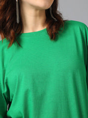 KOTTY Basics Round Neck Drop-Shoulder Sleeves Oversized T-shirt