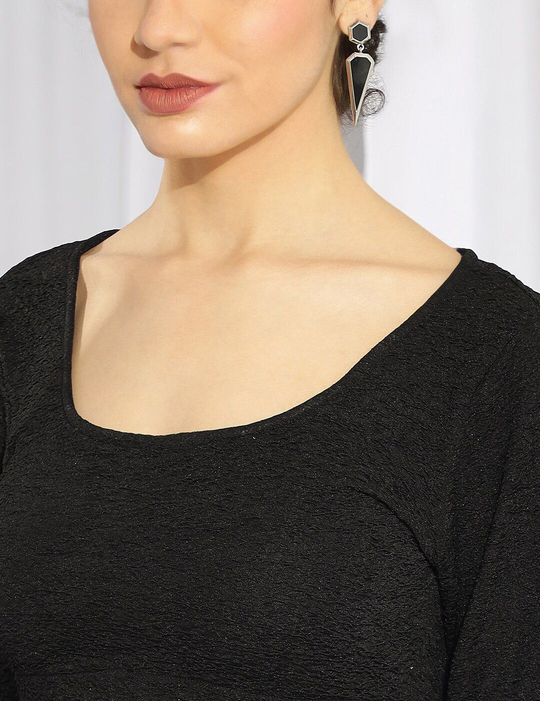 KOTTY Basics Black Scoop Neck Crop Top & Skirt