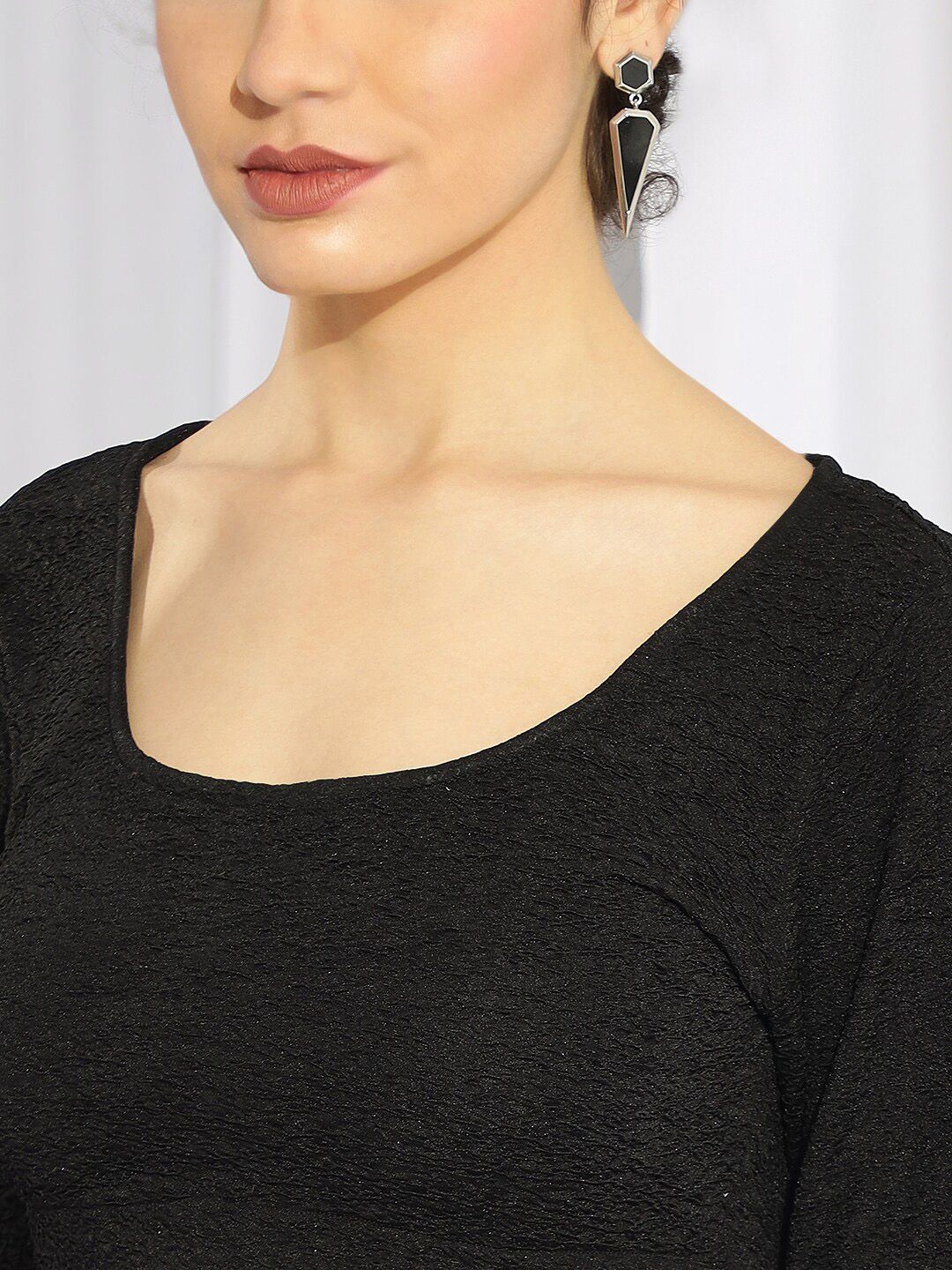 KOTTY Basics Black Scoop Neck Crop Top & Skirt