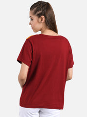 Kotty Women Yellow Colourblocked Round Neck T-shirt