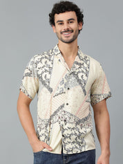 Kotty Men Cuban Collar Ethnic Motifs Printed Casual Shirt