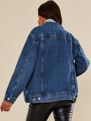 Kotty Women Spread Collar Solid Denim Jacket