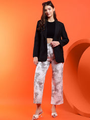 Kotty Women Solid Notched Lapel Collar Overcoat