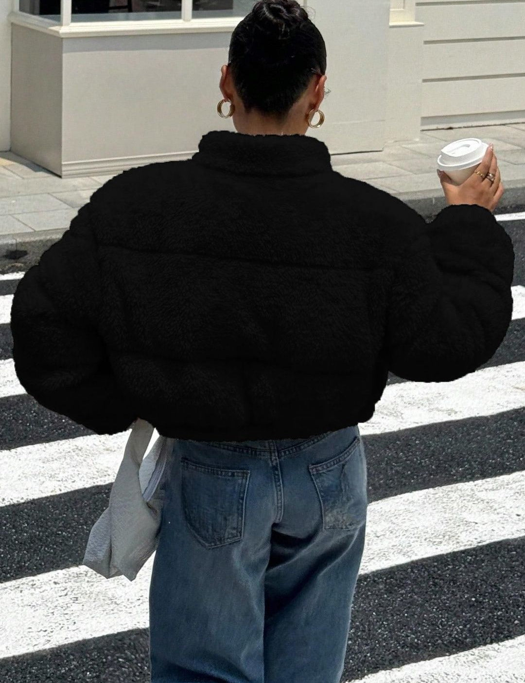 Kotty Women Woollen Crop Open Front Jacket