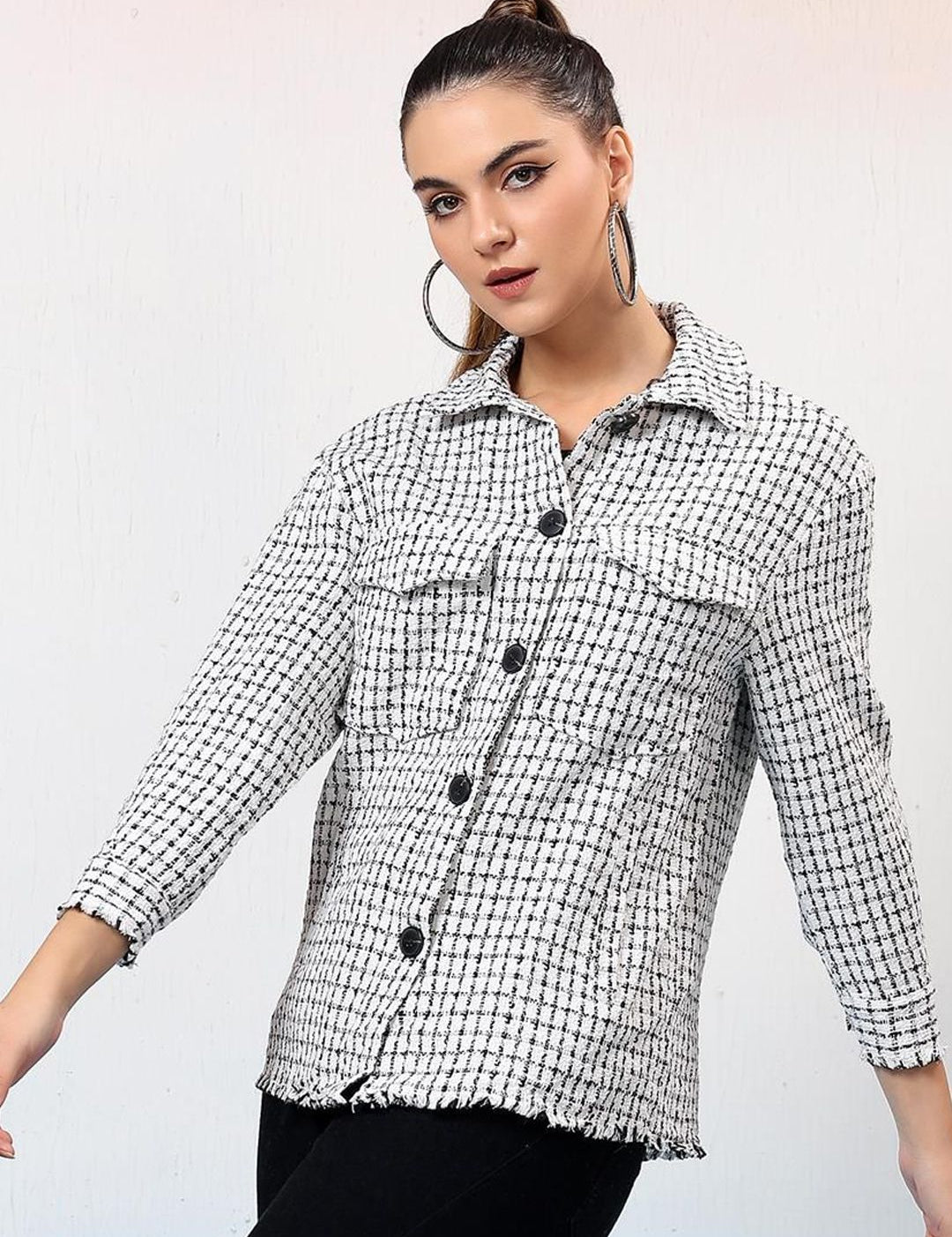  Kotty Checked Shawl Collar Coats

