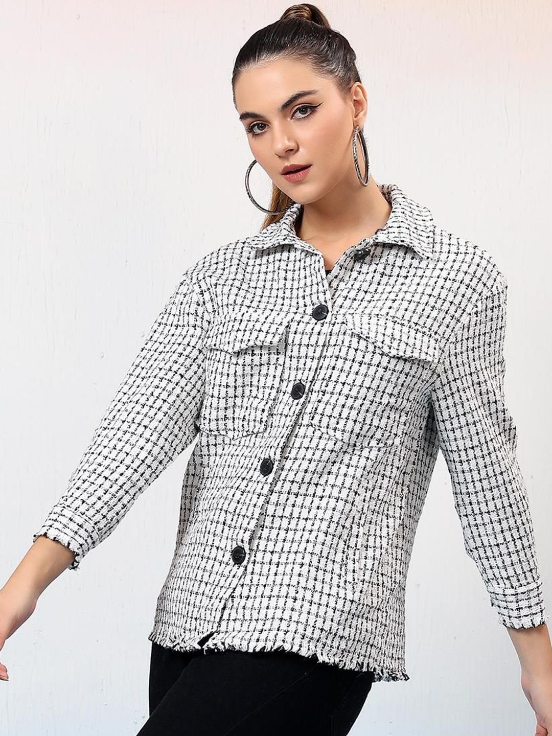  Kotty Checked Shawl Collar Coats

