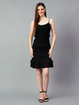Kotty Women Ruffled A-Line Knee Length Sleeveless Dress