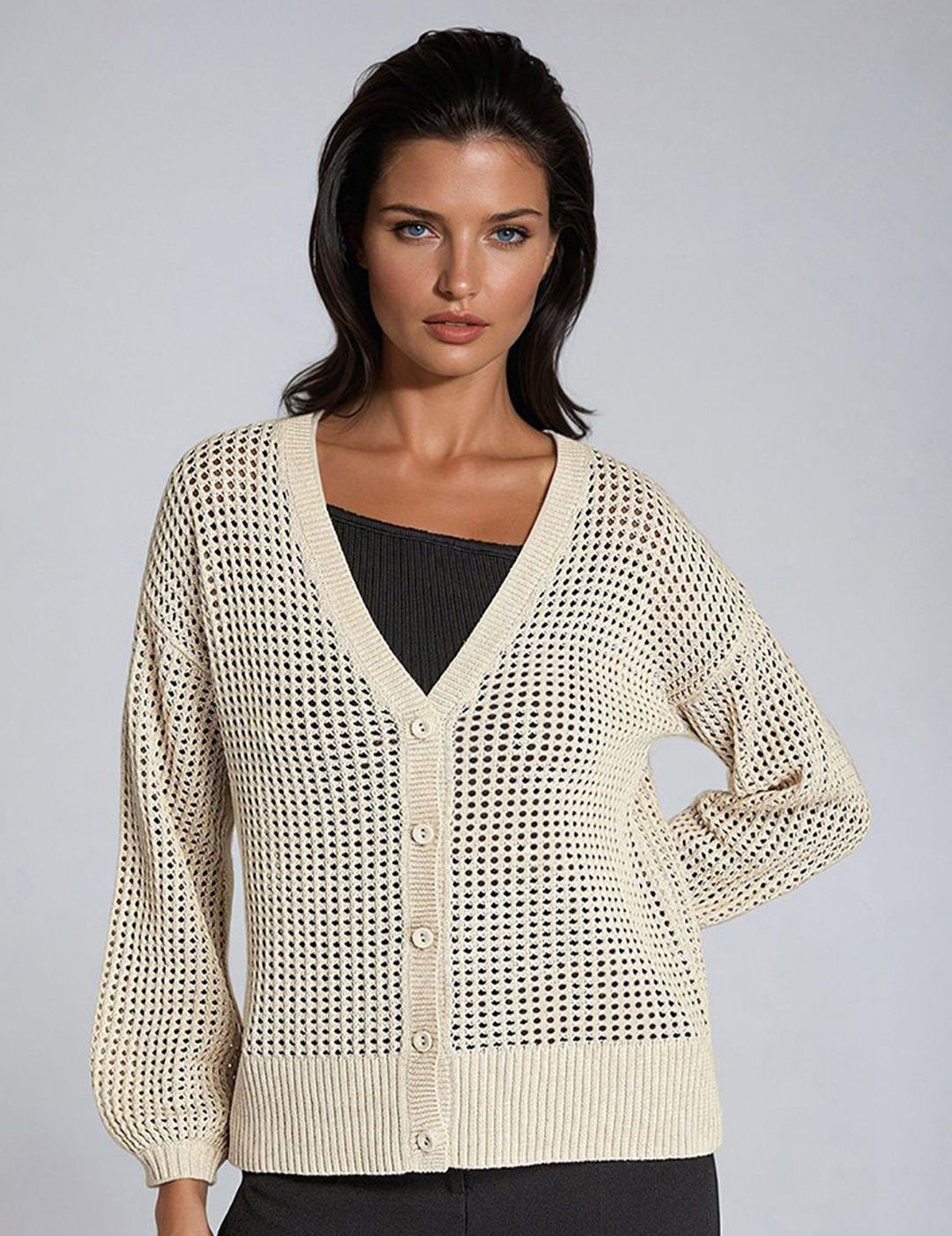 Kotty Women V-Neck Cotton Cardigan
