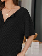 Kotty Black Self Design Top With Shorts