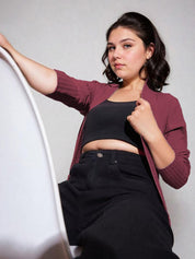 Kotty Shawl Collar Long Sleeves Longline Open Front Shrug