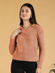 Kotty Women Shirt Collar Crop Pullover