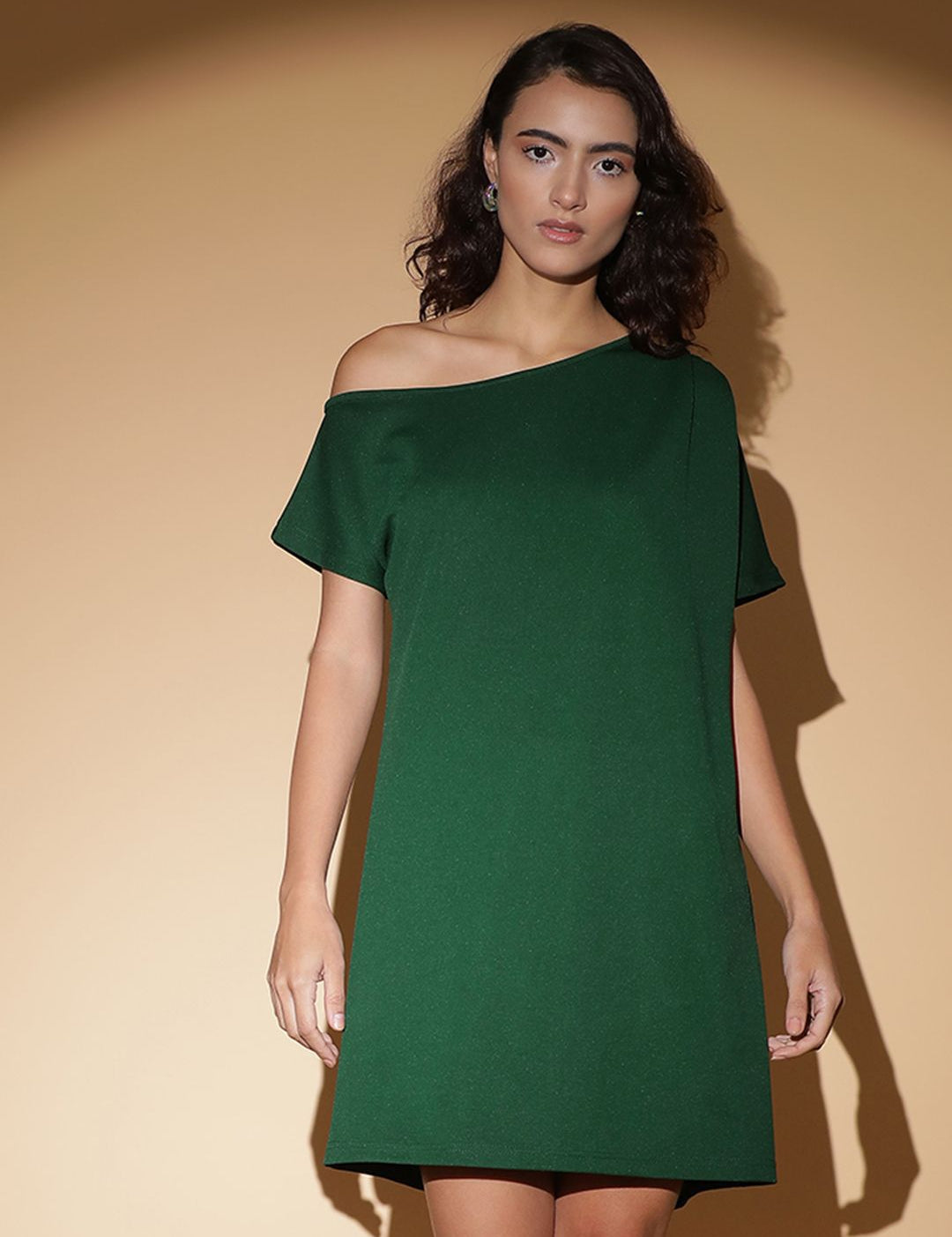 Kotty Women Solid One Shoulder A-Line Dress